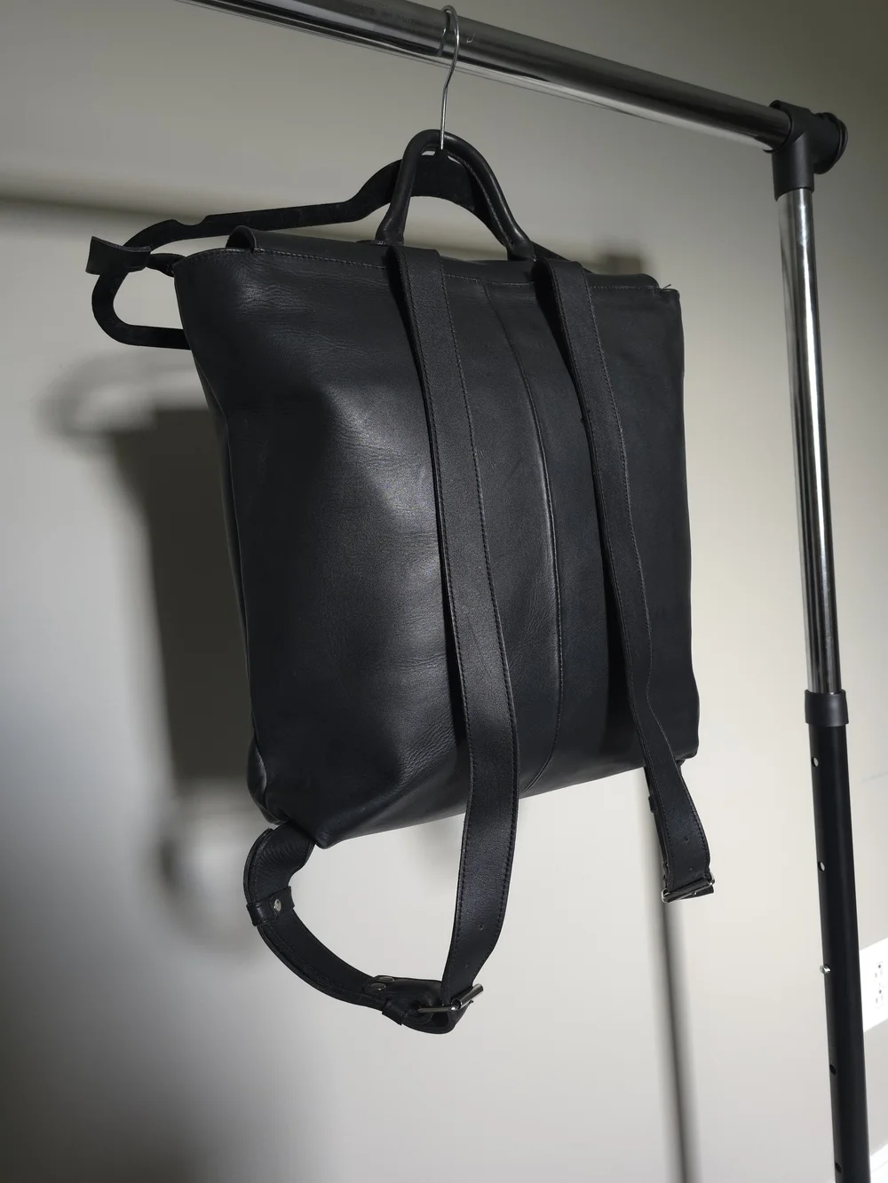 Black Leather & Suede Unisex Backpack, Handmade